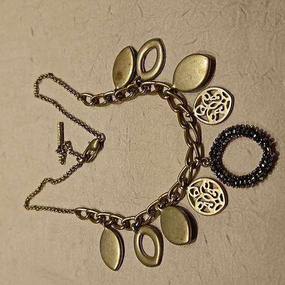 KENNETH COLE Vintage Brass, Abalones & Deep Blue stones Necklace - Picture 10 of 12